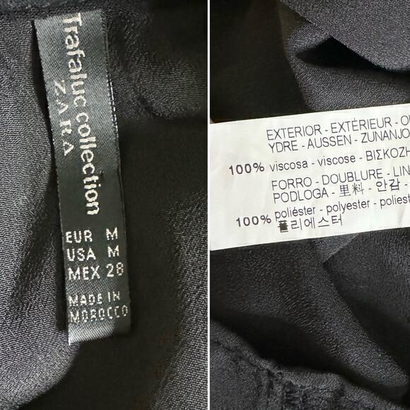 Zara Long Sleeve Floral Dress Black Size M‎ - Picture 7 of 8